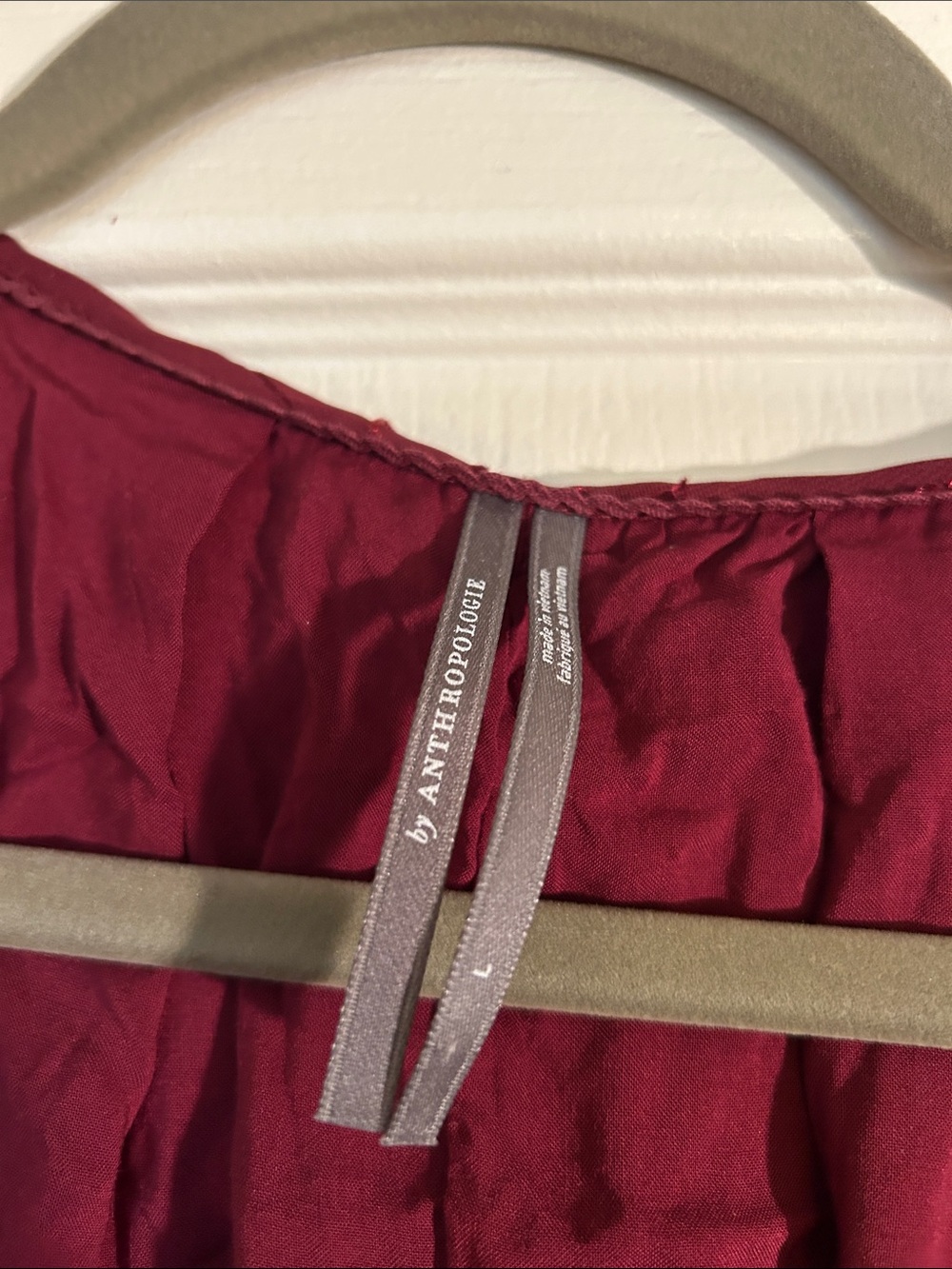 Anthropologie Burgundy Pleated Long-Sleeve Dress - Picture 2 of 4